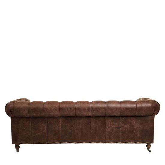 Hoxton Chesterfield Brown Leather 3 Seater Sofa
