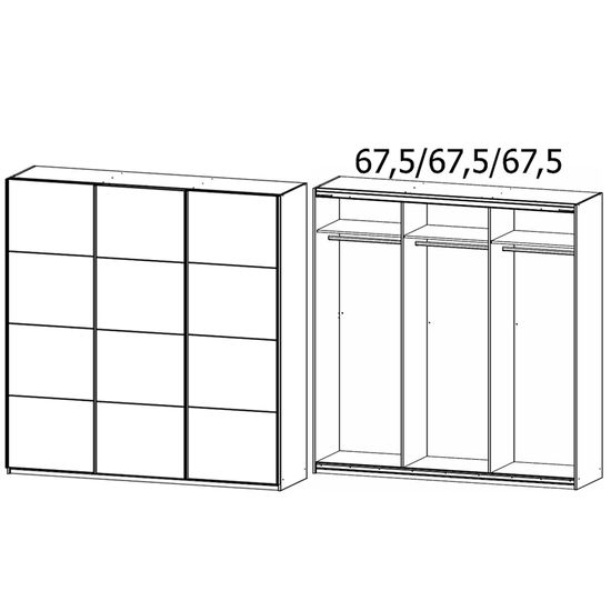 Rauch Kulmbach 203cm 3 Door Sliding Wardrobe - Metallic Dark Grey