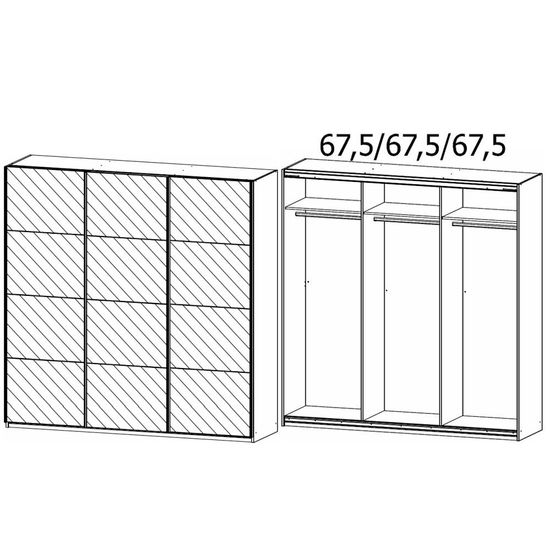 Rauch Kulmbach 203cm 3 Door Mirrored Sliding Wardrobe - Artisan Oak