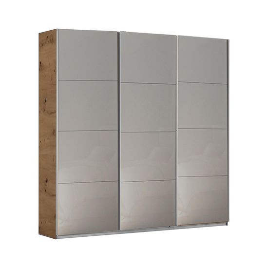 Rauch Kulmbach 203cm 3 Door Sliding Wardrobe - Artisan Oak and Grey High Gloss