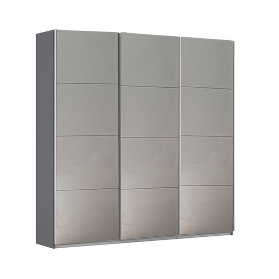 Rauch Kulmbach 203cm 3 Door Sliding Wardrobe - Metallic Dark Grey and Grey High Gloss