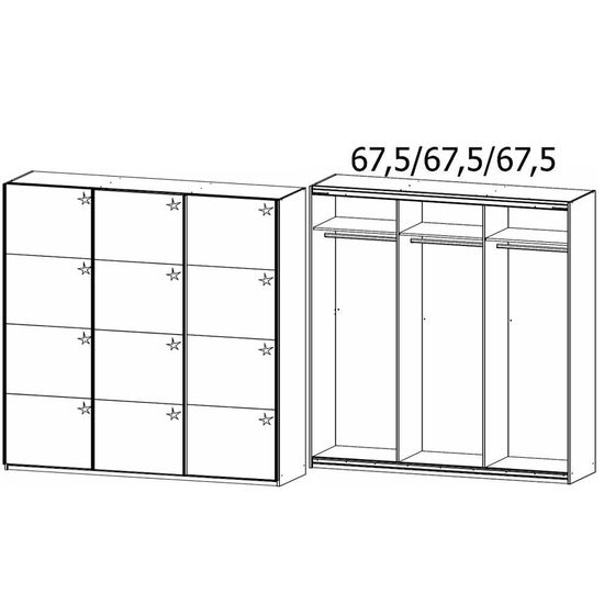 Rauch Kulmbach 203cm 3 Door Sliding Wardrobe - Metallic Dark Grey and Grey High Gloss