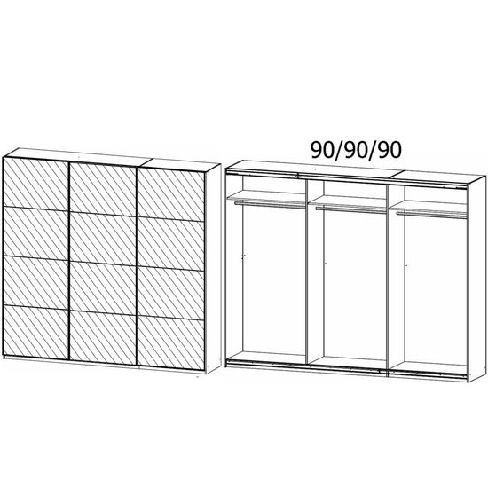 Rauch Kulmbach 271cm 3 Door Mirrored Sliding Wardrobe - Sonoma Oak