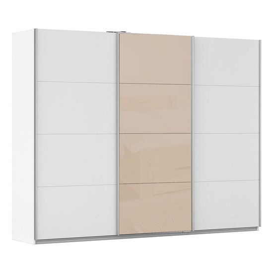 Rauch Kulmbach 271cm 3 Door Sliding Wardrobe - Alpine White and Champagne Glass Front
