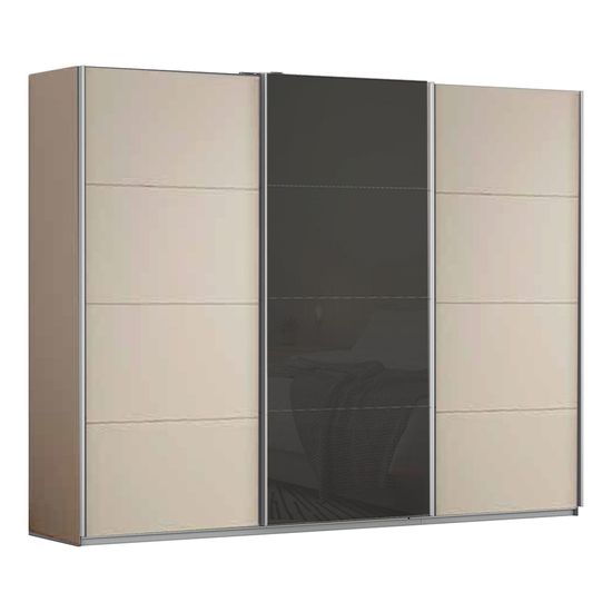 Rauch Kulmbach 271cm 3 Door Sliding Wardrobe - Champagne and Basalt Glass Front