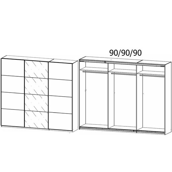Rauch Kulmbach 271cm 3 Door Sliding Wardrobe - Champagne and Basalt Glass Front