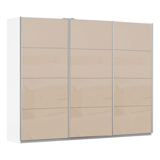 Rauch Kulmbach 271cm 3 Door Sliding Wardrobe - Alpine White and Champagne Glass