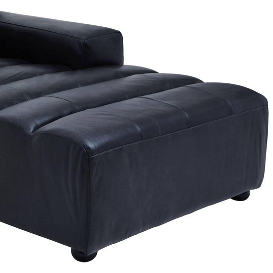 King Distressed Slate Grey Leather Modular Chaise - RHF