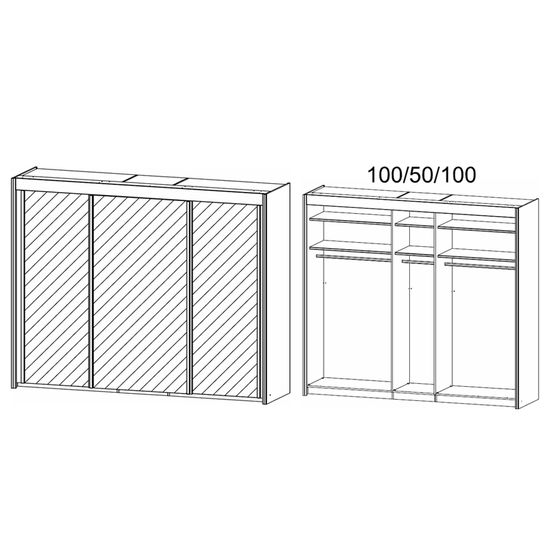 Rauch Imperial 250cm 3 Door Mirrored Sliding Wardrobe - Alpine White