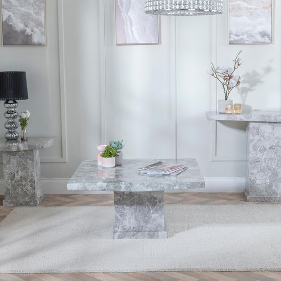 Turin Grey Marble Square Coffee Table