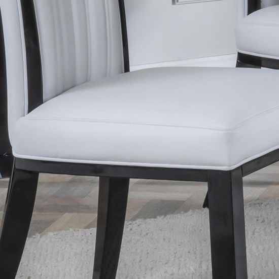 Cadiz White Leather Large High Back Dining Chair with Black Legs