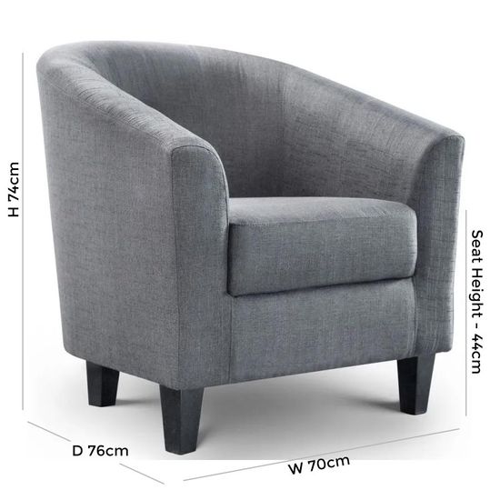 Hugo Grey Fabric Tub Chair