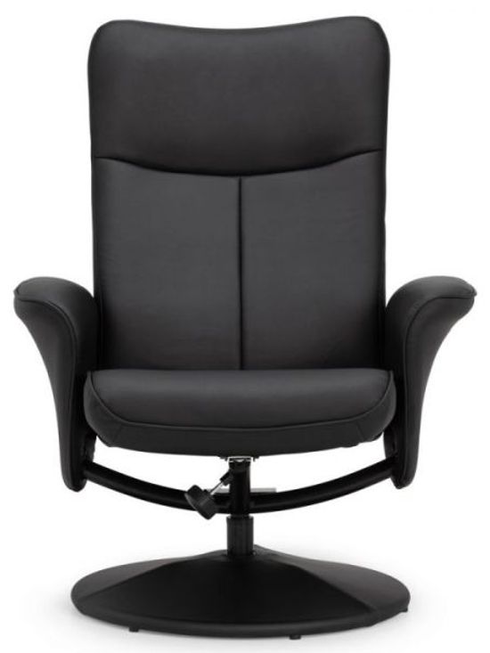 Lugano Black Faux Leather Recline Chair with Footstool