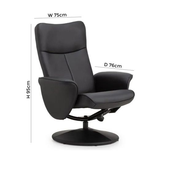 Lugano Black Faux Leather Recline Chair with Footstool
