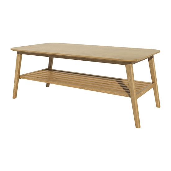 Danish Oak Large Coffee Table with Shelf
