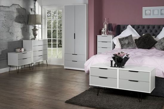 Hong Kong Grey and White 2 Door 2 Drawer Tall Wardrobe