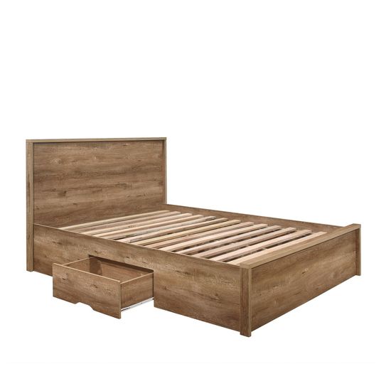 Stockwell Rustic Oak Effect Bed - Sizes Available