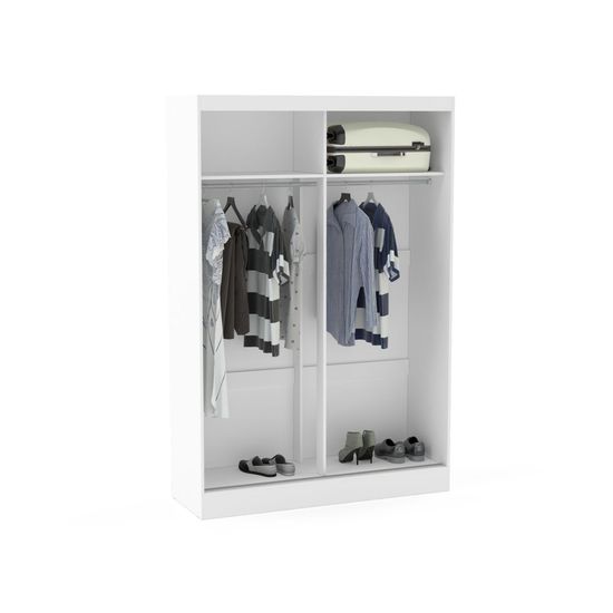 Lynx White and Grey Gloss 2 Door Sliding Mirror Wardrobe