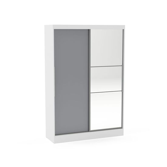 Lynx White and Grey Gloss 2 Door Sliding Mirror Wardrobe