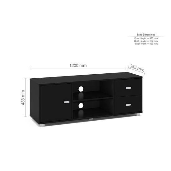 Covent Black 120cm Storage TV Unit