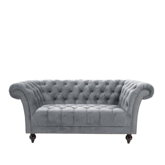 Chester Grey Velvet Fabric 2 Seater Sofa