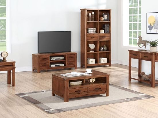 Andorra Dark Acacia 2 Drawer Tall Bookcase
