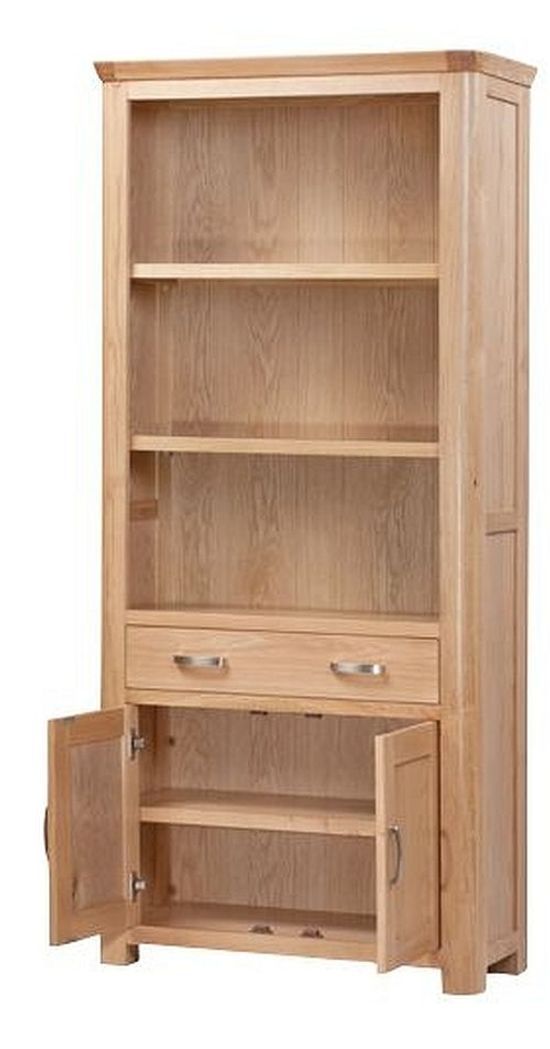 Treviso Oak Tall Bookcase with Cupboard