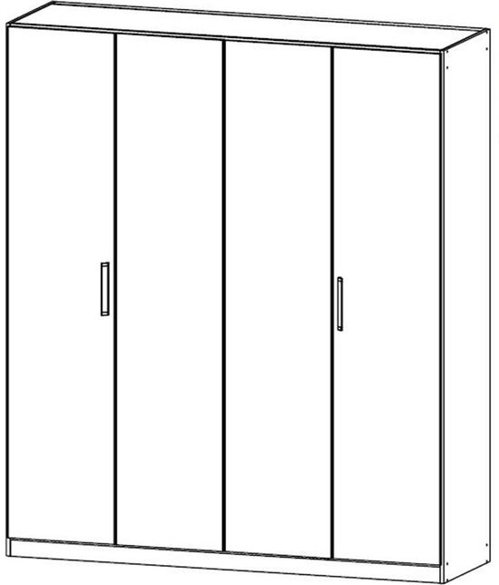 Rauch Essensa 181cm Basalt Glass 4 Door Wardrobe - Oak Carcase