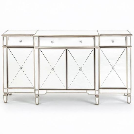 Antoinette Mirrored Champagne Trim 4 Door Large Sideboard - 160cm
