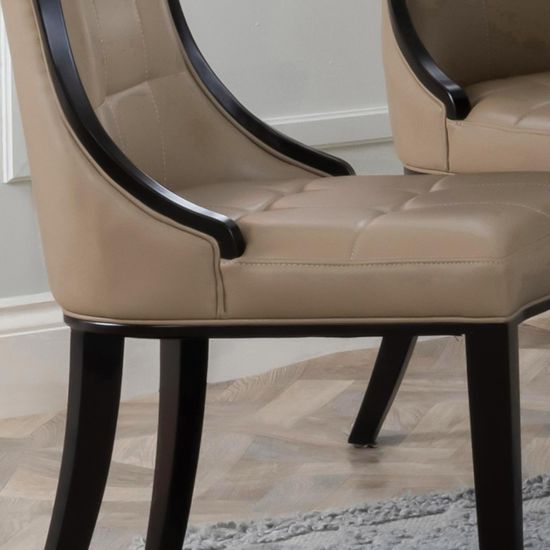 Paris Taupe Leather Dining Chair with Brown Legs