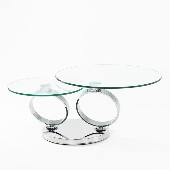 Circles Swivel Glass Top Round Coffee Table