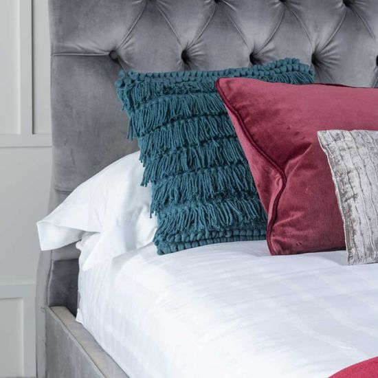 Ellis Grey Velvet Fabric 5ft King Size Bed