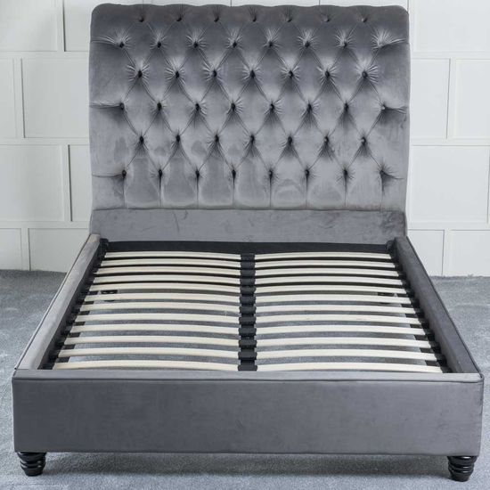 Ellis Grey Velvet Fabric 5ft King Size Bed