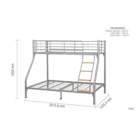 Nexus Kids Silver Metal Bunk Bed