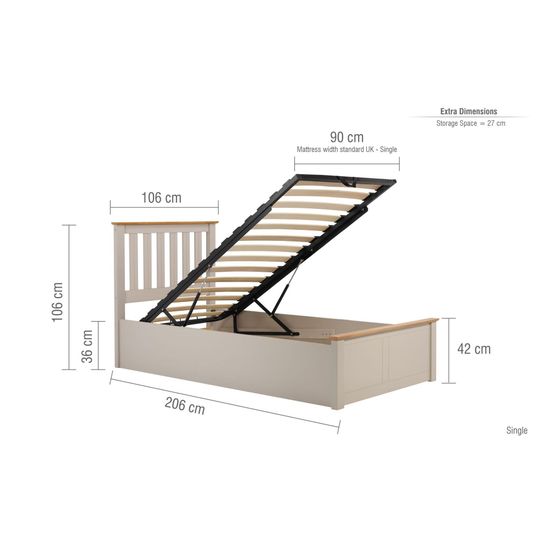 Phoenix Pearl Grey Ottoman Storage Bed - Sizes Available