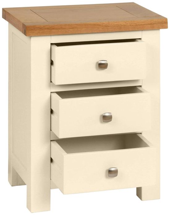 Lundy Ivory Painted 3 Drawer Bedside Cabinet
