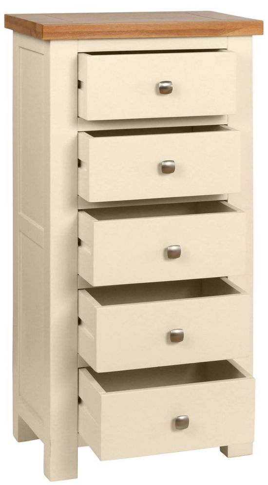 Lundy Ivory Painted 5 Drawer Narrow Chest