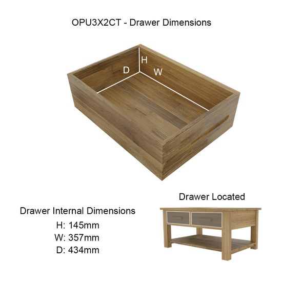 Mobel Oak 2 Drawer Coffee Table