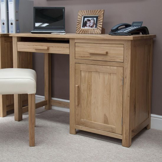 Mobel Oak Single Pedestal Computer Desk