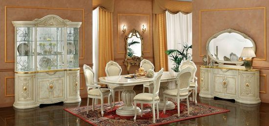 Camel Leonardo Ivory Gloss and Gold Italian 4 Door Display Cabinet