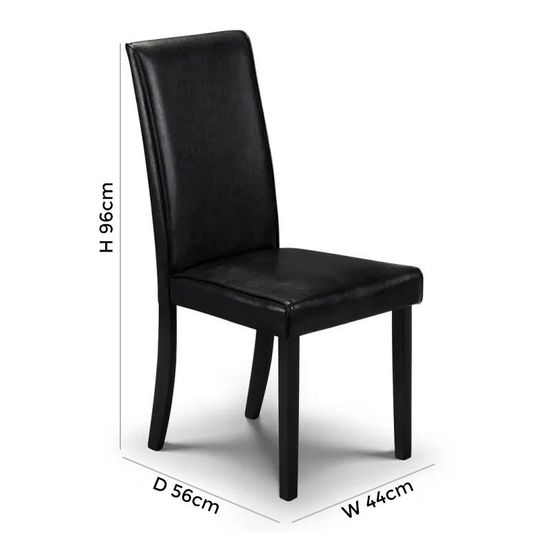 2 x Hudson Black Faux Leather Dining Chair