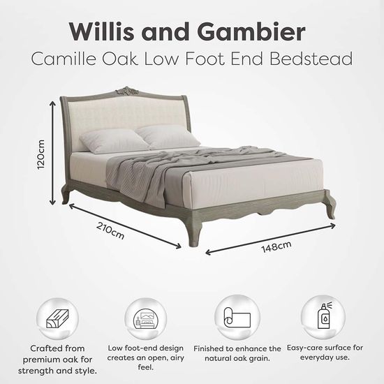 Willis and Gambier Camille Grey Oak Low Footend Bed - Sizes Available