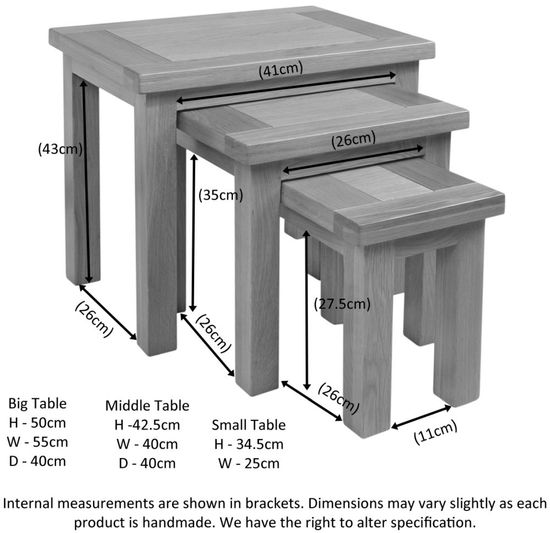Appleby Oak Nest of 3 Tables