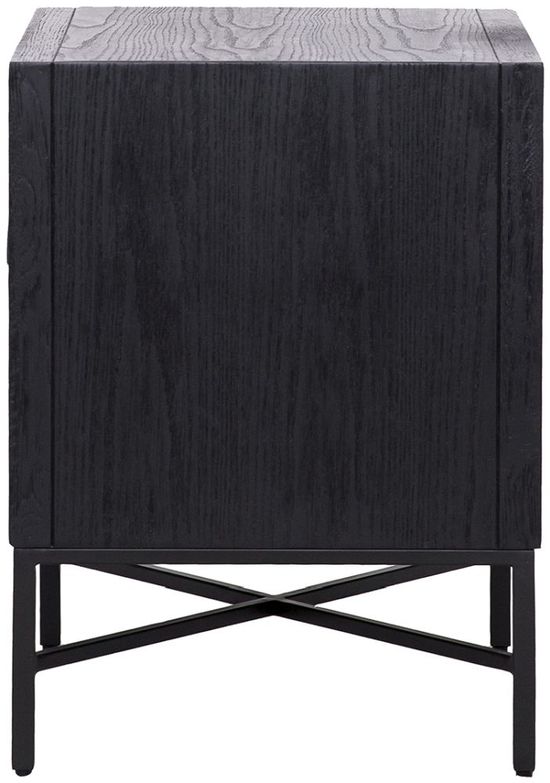 Blax Black Geometric Cube 2 Drawer Bedside Cabinet
