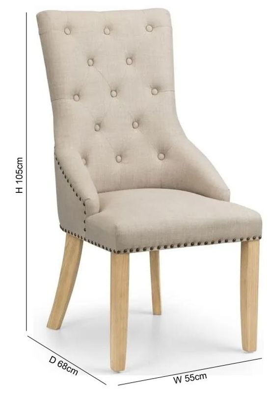 2 x Loire Oatmeal Fabric Dining Chair