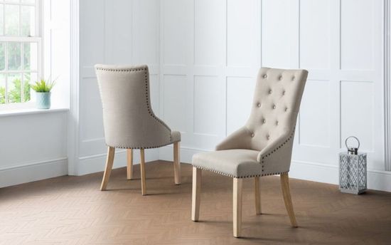 2 x Loire Oatmeal Fabric Dining Chair
