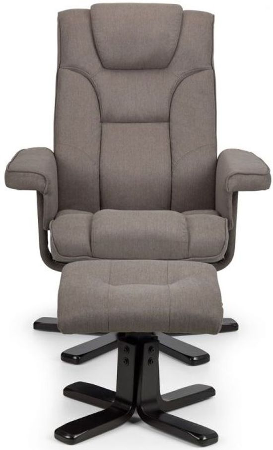Malmo Grey Fabric Swivel Recliner Chair with Footstool