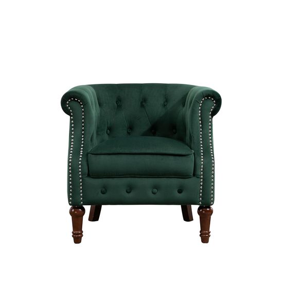 Freya Green Velvet Fabric Accent Chair