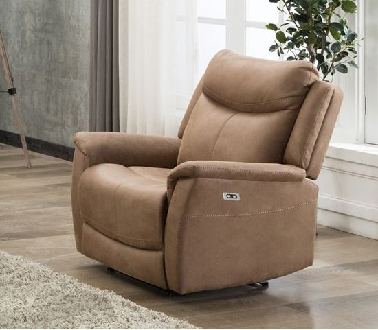 Arizona Caramel Fabric Electric Recliner Armchair