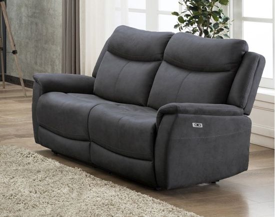Arizona Grey Fabric 2 Seater Electric Recliner Sofa